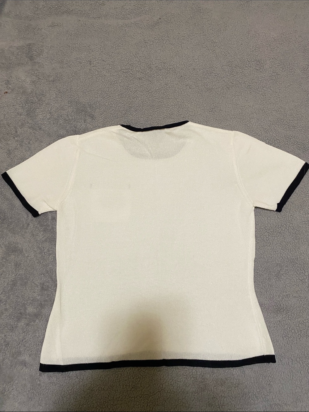 Dior White Knit Short Sleeve Sweater with Black Trim - Picture 2 of 9